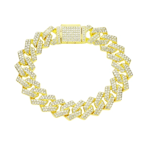 Hip Hop Iced Out Cuban Link Bracelet For Men Alloy Full Rhinestone Geometric Link Chain Bracelet Fashion Jewelry Trendy Accessories