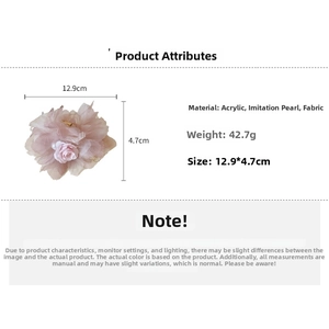 Détail de la pince à cheveux fleur rose en dentelle avec perles acryliques et tissu