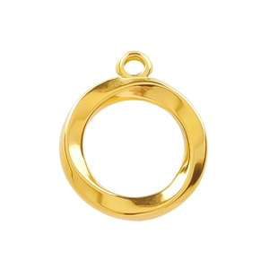 Golden 304 stainless steel hollow circular pendant with textured finish for DIY jewelry