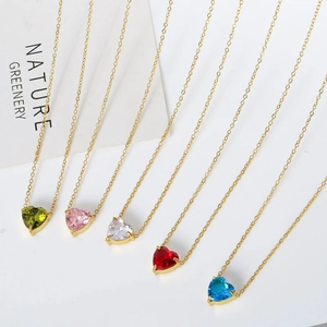 Heart Pendant Necklace Stainless Steel 18K Gold Plated Cubic Zirconia Elegant Minimalist Jewelry For Women