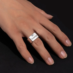 No Smoking Engraved Signet Ring Alloy Wide Band Vintage Streetwear Jewelry For Men Women Silver Color