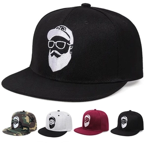 Bearded Man Embroidered Snapback Baseball Cap Acrylic Hip Hop Flat Brim Hat Adjustable Outdoor Sports Streetwear For Men And Women