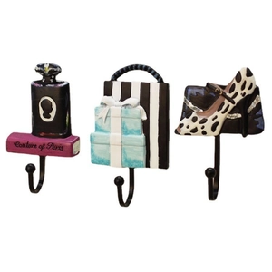 Set di tre ganci da muro in resina stile moda francese con profumo e tacchi alti