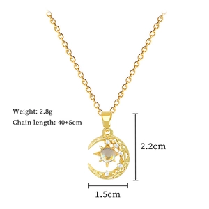 Detailed view of moon and sun pendant with dimensions and weight specifications