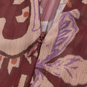 Bohemian paisley chiffon dress back detail with high-quality invisible zipper closure