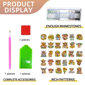 Kit de pintura de diamantes DIY para niños con 30 pegatinas de vacas y flores lindas