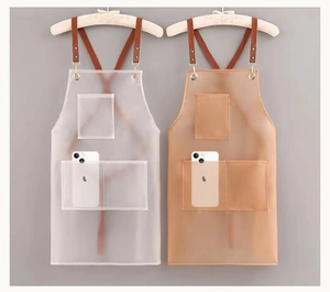 Macro shot of waterproof TPU apron featuring adjustable PU leather straps and hardware