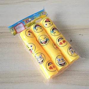 Set of 12 yellow plastic spring toys featuring various emoji expressions for children
