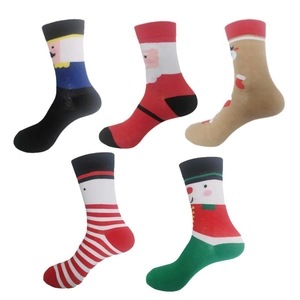 Calze Di Natale Misto Cotone Babbo Natale Schiaccianoci Pupazzo Di Neve Motivo Festivo Inverno Casual Unisex