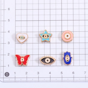 10mm Evil Eye enamel charms in heart, butterfly and hamsa hand shapes for jewelry making