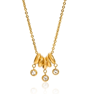 Dettaglio della collana in acciaio inossidabile placcato oro 18K con ciondolo ad anelli