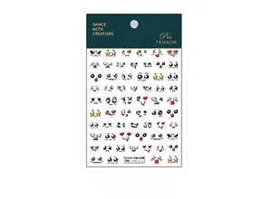 Close-up of 5D embossed cartoon facial expression nail stickers on professional sheet