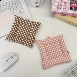 Sous-verres en tissu vichy matelassé style coréen pour isolation thermique de table