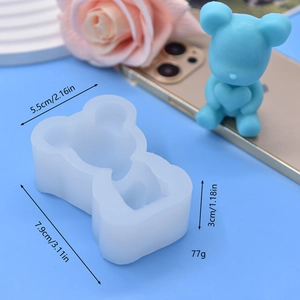 Moule en silicone ourson avec cœur pour décoration de gâteaux et artisanat DIY