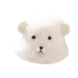 Chapeau bob en peluche blanche pour l'hiver avec oreilles d'ours et visage mignon