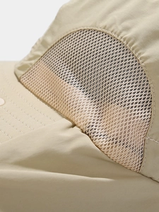 Chapeau de soleil kaki avec maille respirante latérale et tissu à séchage rapide
