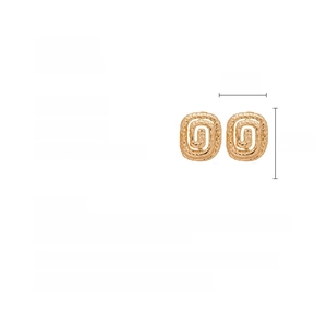 Detailed view of vintage gold textured square earrings with silver needle post