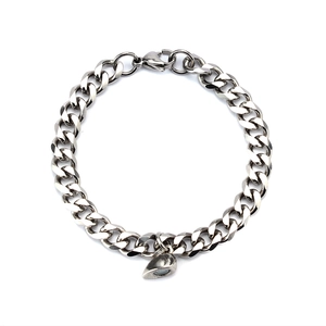 Minimalist stainless steel Cuban chain bracelet with magnetic heart charm for couples