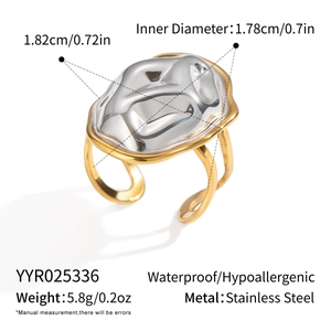 Spécifications détaillées de taille pour bague bicolore en acier inoxydable martelé