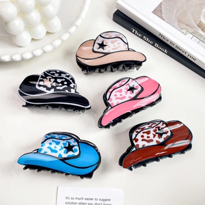Molletta Per Capelli Cappello Da Cowboy Occidentale Acetato Acrilico Americano Retrò Stampa Mucca Stella Per Donne Ragazze