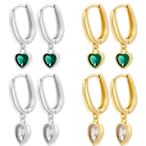 Fashion Copper Zirconia Heart Waterdrop Hoop Earrings For Women Gold Silver Plated Ins Style Geometric Jewelry