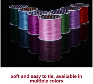 Macro shot of colorful flat elastic crystal cords for DIY bracelet making and beading