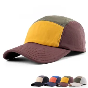 Vintage Colorblock Five-Panel Schnelltrocknende Baseballkappe für Sport und Sonnenschutz