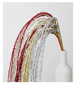 Sparkling 90cm sequin tassel branches in red and gold for festive floral vase decoration