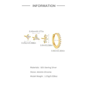Detailed size specifications and weight for the S925 sterling silver geometric earring set