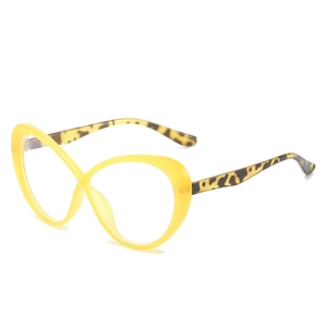 Fashionable TR90 large yellow infinity frame glasses with leopard print temples