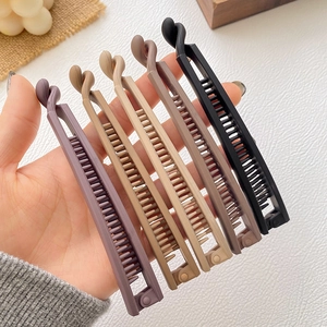 Frosted matte banana hair clips in 5 colors including purple brown and beige sets