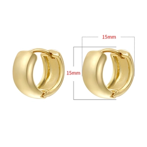 Polished 18K gold-plated chunky hoop earrings with 15mm outer diameter in minimalist style