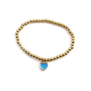 Elegant gold-plated bead bracelet featuring a blue heart pendant for women jewelry