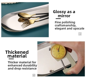 Micrometer showing the thickened material of the silver oval stainless steel jewelry tray