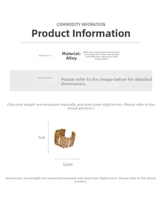 Detailed specs for retro hollow gold cuff bracelet showing size 7cm height and weight 46.1g