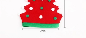 Christmas elf hat decoration in red and green felt with a 29cm bottom width measurement