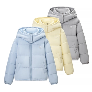 Women Hooded Puffer Jacket Polyester Cotton Filled Warm Windproof Short Casual Retro Solid Color Winter Coat