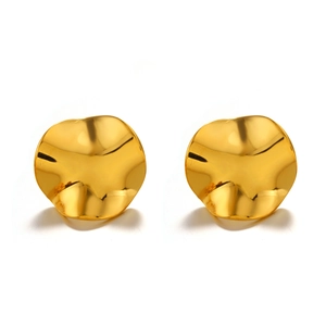 18K gold plated irregular round wave earrings for women in stainless steel minimalist style