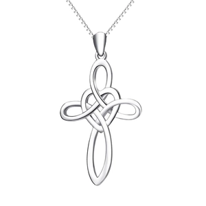 S925 sterling silver heart celtic knot cross pendant necklace for women in polished silver