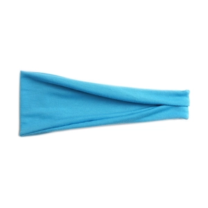 Texture détaillée du bandeau de yoga bleu montrant le tissage en coton élastique