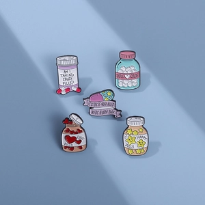 Funny Medical Pill Enamel Pins Cartoon Mental Health Brooch Alloy Lapel Badge Happy Pills Take Care Jewelry Gift For Women Men