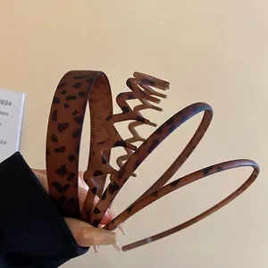 Leopard Print Tortoiseshell Hair Hoops Acrylic Matte Non-Slip Wave Retro Headbands For Women Girls