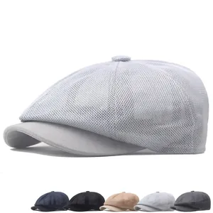 Breathable mesh newsboy cap for men in six colors showing front view and options