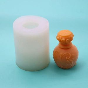 Detailed macro shot of vintage relief perfume bottle silicone mold with texture