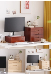 Modern multi-layer wooden desktop storage drawers for office organization and home study