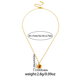 Detailed view of Santa's bell pendant with dimensions and necklace chain length metrics