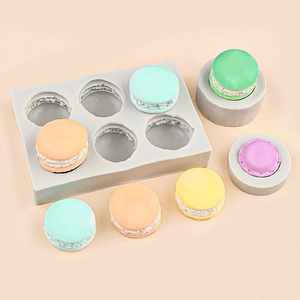 Silicone macaron molds set for DIY candles, soap and cake decorating with vivid textures