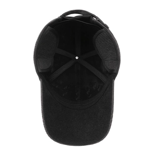 Men's winter plaid baseball cap with warm fleece lining and foldable ear flaps in dark grey