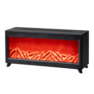 Modern black rectangle electric fireplace humidifier with realistic red flame mist effects