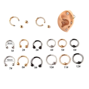 Anneau De Septum En Acier Inoxydable Bijoux De Piercing Fer À Cheval Avec Zircon Pour Nez Et Cartilage D'oreille